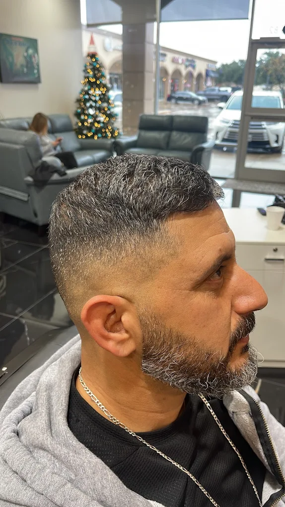 Short textured fade with beard detail